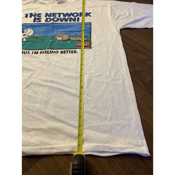 RARE VINTAGE DILBERT Network is Down Computer Geek T Shirt SIZE XL - Picture 4 of 4